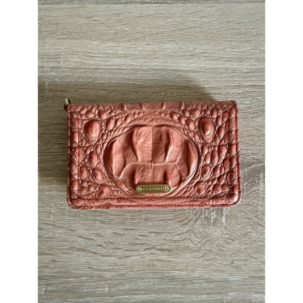 BRAHMIN Embossed Croc pink Leather Wallet